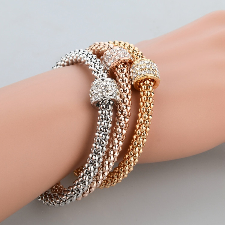 2017 Wedding Gold Plated Bracelets & Bangles Bracelet for Women Metal Chain Bracelet Fashion Jewelry 3pcs/lot