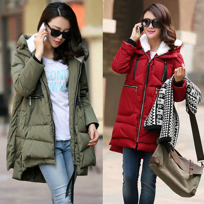 Wholesale- Jacket Women 2017 New Europe Style Fashion Loose Medium Long Autumn Winter Plus Size Down Cotton Parkas Lady Coat M0 B4