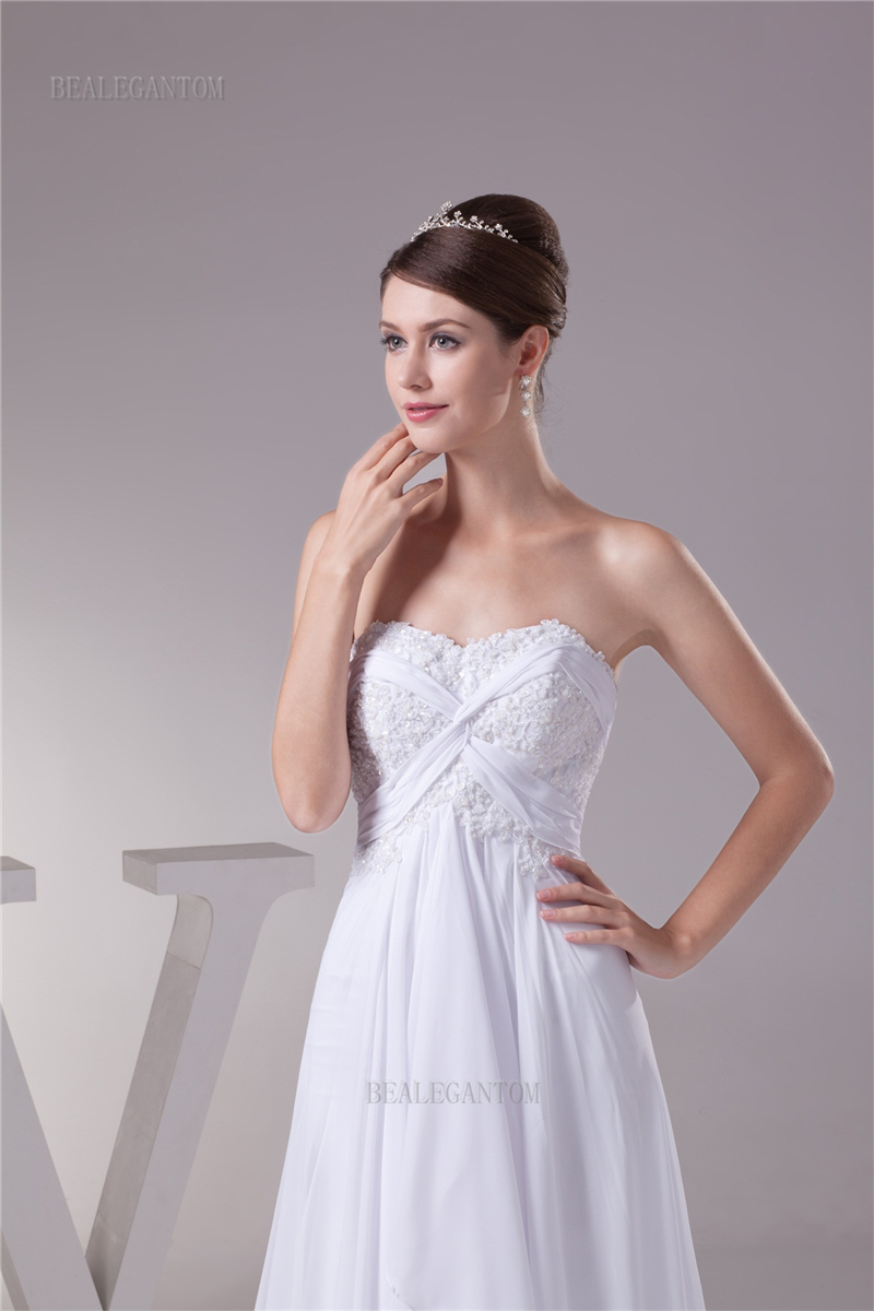 newest elegant real photo sweetheart chiffon wedding dresses aline beaded plus size wedding party bridal gowns bm40