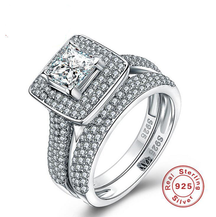 Size 5-10 Luxury Jewelry Pure 100% 925 Sterling Silver Princess Cut White Sapphire Gemstones CZ Diamond Women Wedding Couple Ring Set Gift
Size 5-10 Luxury Jewelry Pure 100% 925 Sterling Silver Princess Cut White Sapphire Gemstones CZ Diamond Women Wedding Couple Ring Set Gift