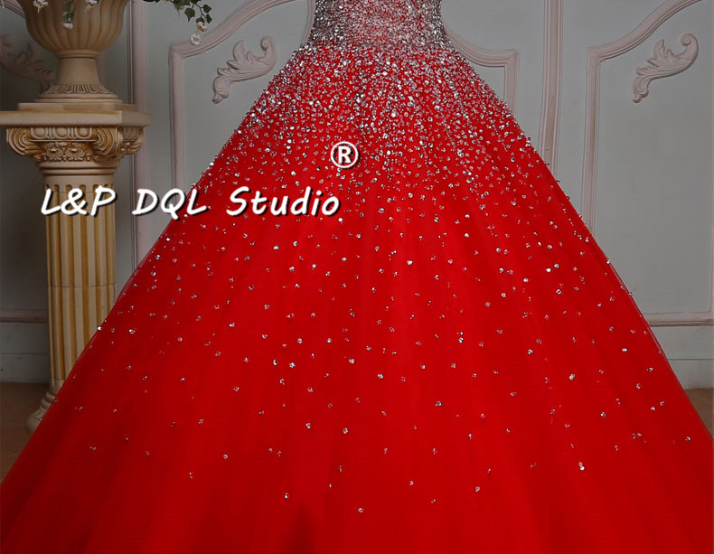 Ball Gown Prom Dresses Sparkling Sequins Beads Pleats Tulle Evening Gowns Shining Sequins Beads Top Dresses Evening Wear