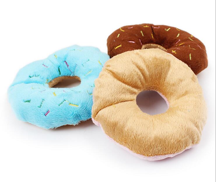 Sightly Lovely Pet Dog Puppy Cat Squeaker Quack Sound Toy Chew Donut Play Toys