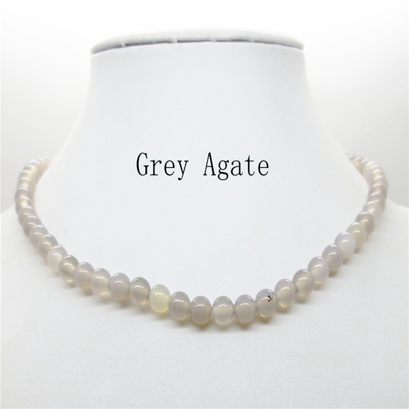 Natural stone necklace round beads Agate Crystal Semi precious stone Pendant Necklace jewelry for women & MenFashion Christmas