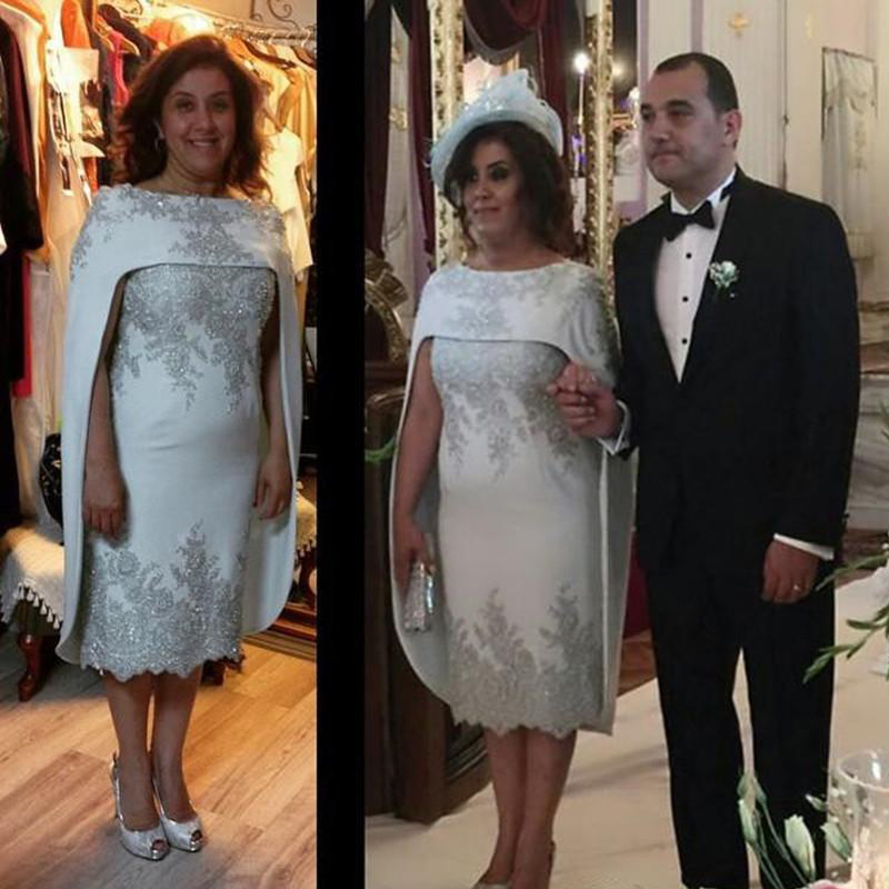 Vintage 2016 Scoop Satin Sheath Tea Length Mother Of The Bride Dresses With Wraps Cheap Lace Applique Beaded Mother Groom Dress EN11179
