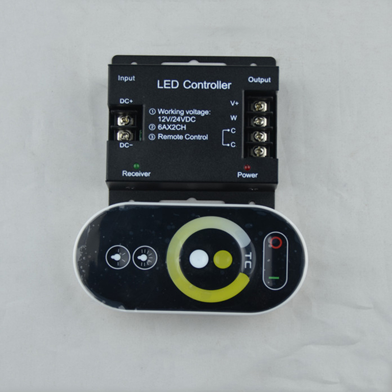 DC12-24V touch LED Light Dimmer 12A 2Channels Controllor Two Color Lamp Controller for 5050 3528 Led Strip light