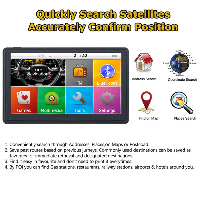 XINMY Advanced 7'' Trucking GPS Unit w/Bluetooth Connectivity, RAM256MB + 8GB Map Data Included