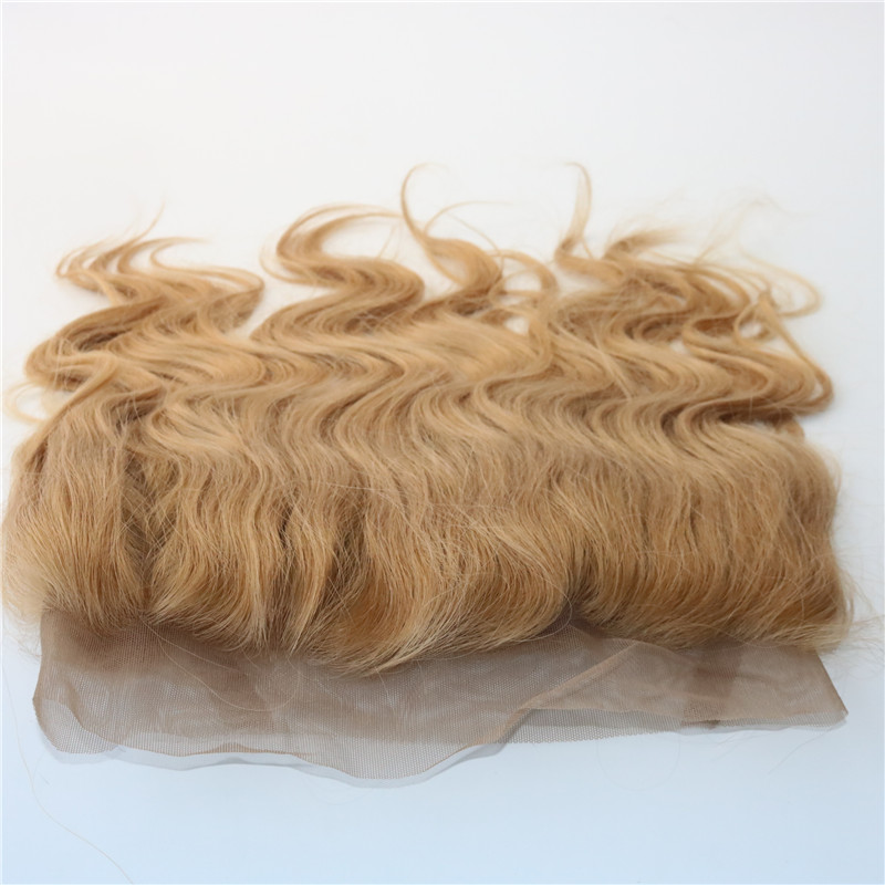 Honey Blonde 27# 360 Band Closures Full Lace Frontal 22.5*4*2 Brazilian Virgin Hair 360 Degree Swiss lace Body Wave