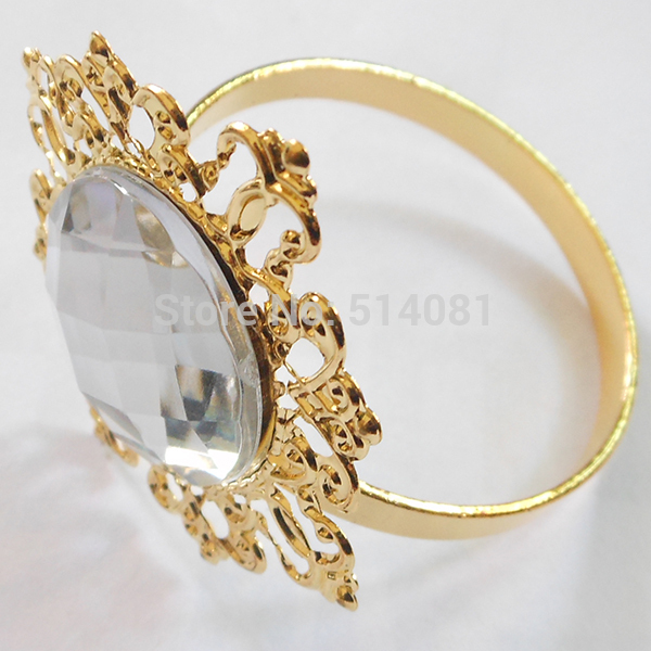 Gold Clear Napkin Ring Luxurious Napkin Rings for Weddings Party Hotel Banquet Dinner Decor Table Decoration