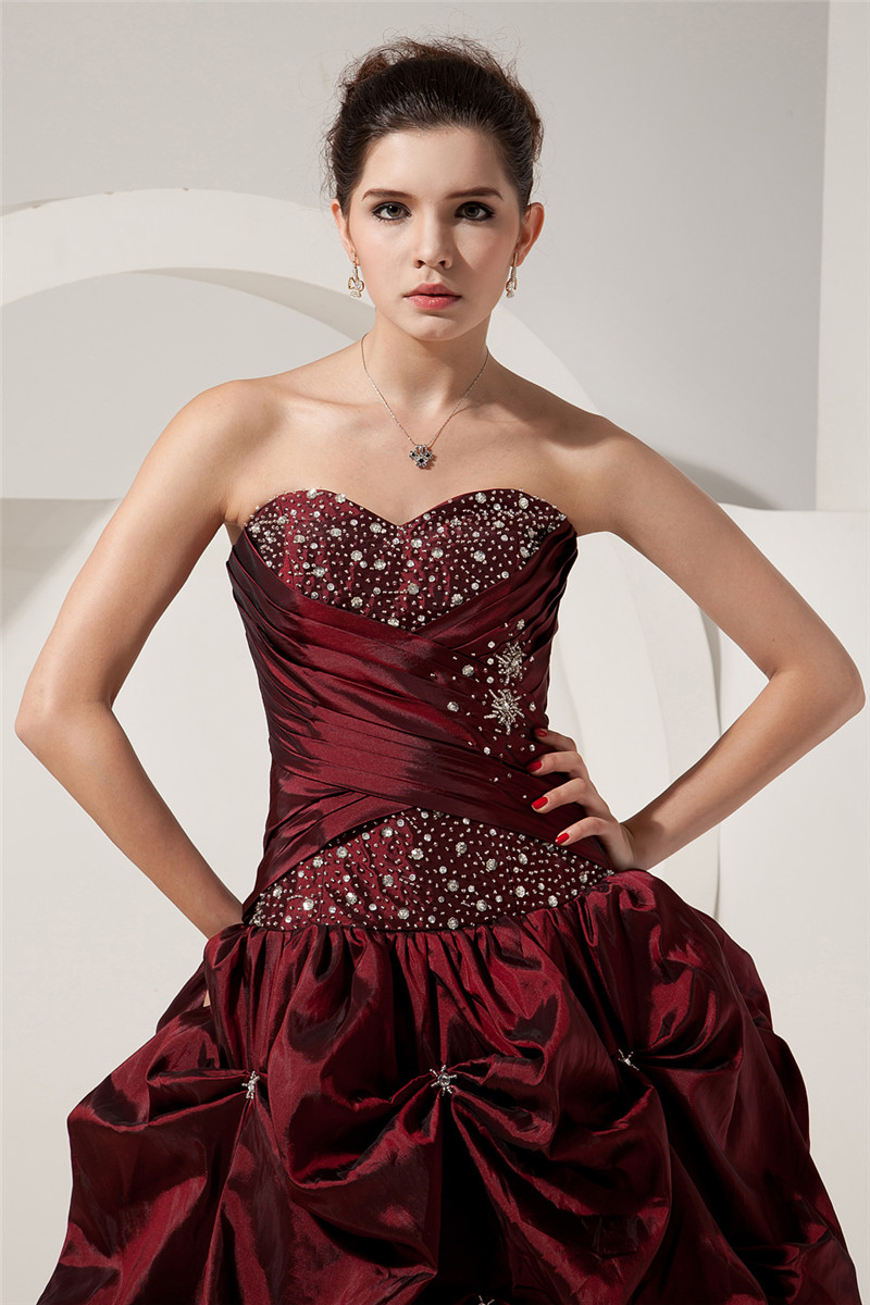 2017 Sexy Sweetheart Crystal Taffeta Ball Gown Quinceanera Dress with Beading Pleat Plus Size Sweet 16 Dress Vestido Debutante Gowns BQ63