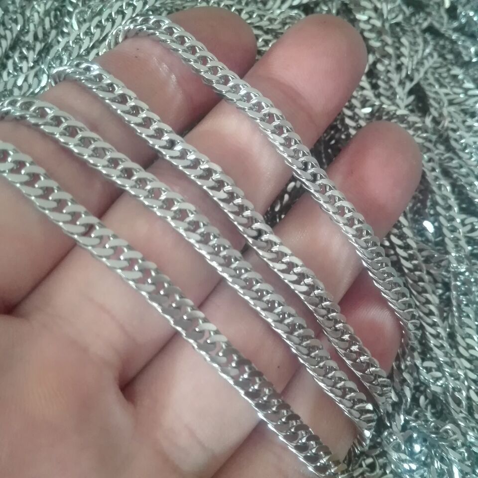 new list in bulk 10meter Lot Silver TOne Stainless steel jewelry finding double curb link chain 4mm wide DIY