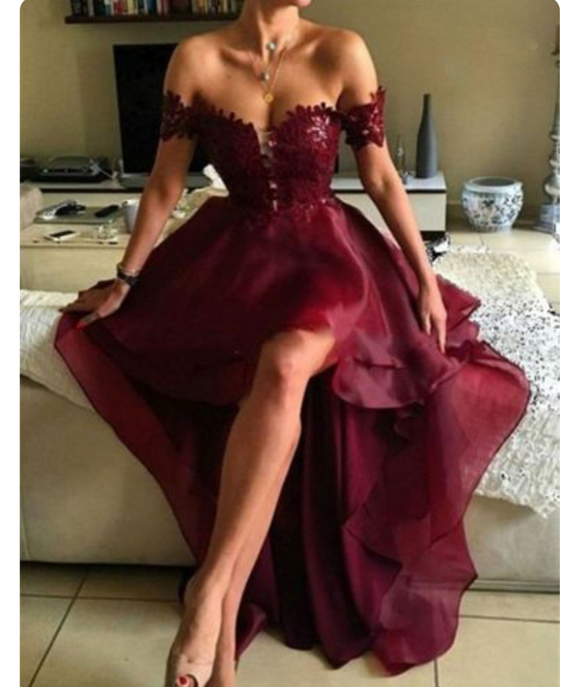 Burgundy Prom Dresses Hi Lo Organza with Lace Evening Dress Sexy Party Gowns, Dark navy
Burgundy Prom Dresses Hi Lo Organza with Lace Evening Dress Sexy Party Gowns, Dark navy