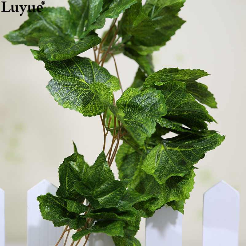 real artificial flower Silk grape leaf garland faux vine Ivy Indoor /outdoor home decor wedding flower green Christmas gift Wholesale 20PCS