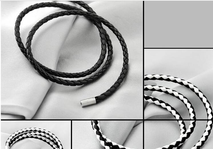 2014 New Fashion Leather Bracelets & Bangles Handmade Knitted Round Rope Turn Buckle Bracelet For Women Men Wholesale Black Long SL018