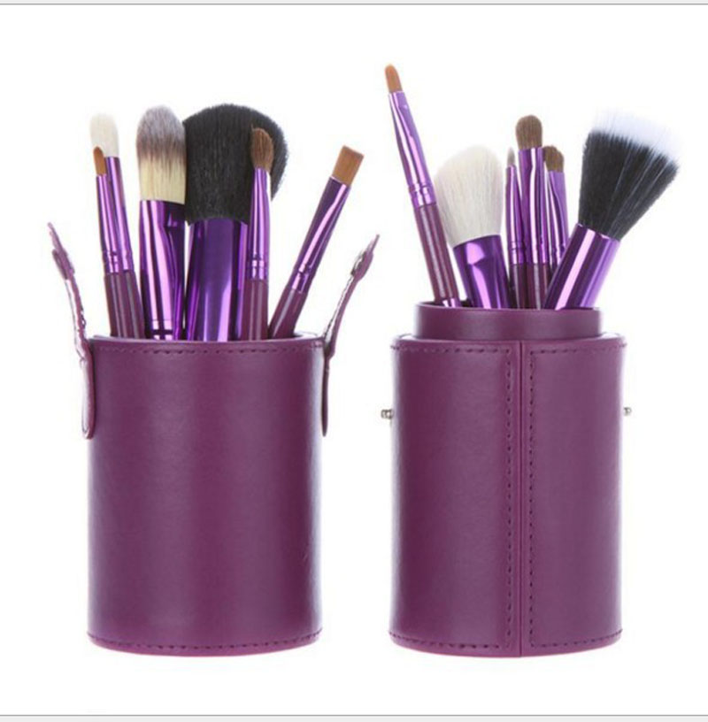12pcs/lot Makeup Tools Brushes Fashional Cosmetic Brush set kits Tool 5 Colors Facial Make up brushes with Cup Holder Case ZA2032