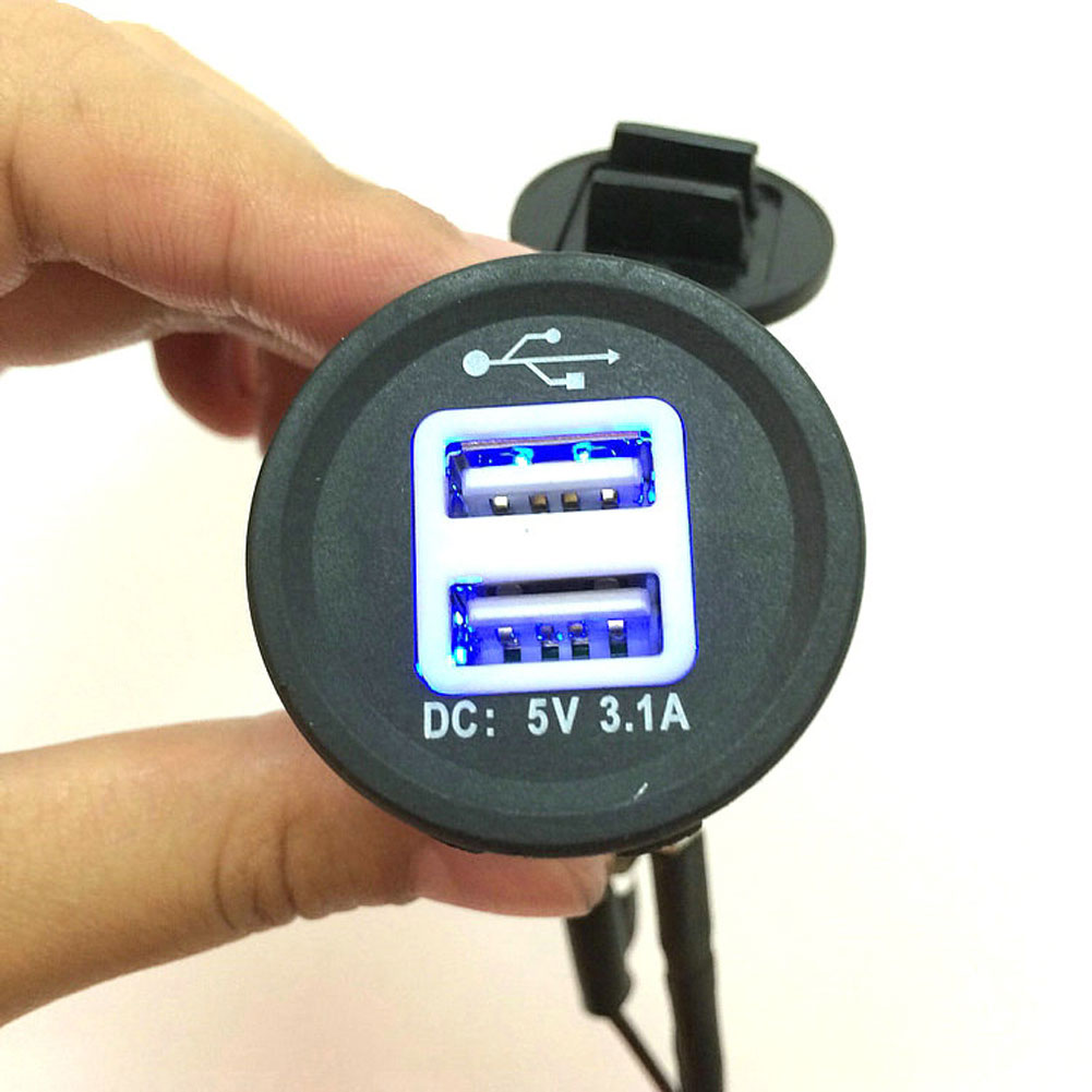 Guaranteed 100% Waterproof Double USB Car Charger Motorcycle Mobile Charger Double Light Blue 3.1A Large Current Free Shipping
Guaranteed 100% Waterproof Double USB Car Charger Motorcycle Mobile Charger Double Light Blue 3.1A Large Current Free Shipping