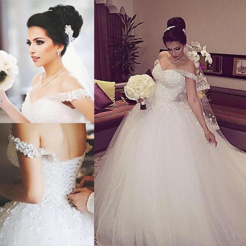 Gorgeous Off Shoulder Wedding Dresses Lace Up Bridal Ball Gowns With Flora Appliques Tulle Floor Length Wedding Vestidos Custom Made, White
Gorgeous Off Shoulder Wedding Dresses Lace Up Bridal Ball Gowns With Flora Appliques Tulle Floor Length Wedding Vestidos Custom Made, White