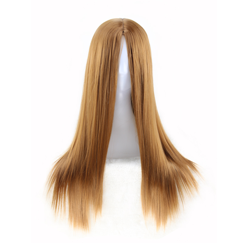 WoodFestival long straight women wig carve hairstyle blonde heat resistant synthetic wigs black natural fiber hair