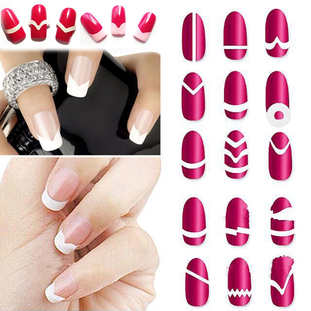 Wholesale-18Pc/Set Random Type!! Fashion DIY French Manicure Form Nail Art Tips Tape Stickers Guide Stencil Decoration, As pic
Wholesale-18Pc/Set Random Type!! Fashion DIY French Manicure Form Nail Art Tips Tape Stickers Guide Stencil Decoration, As pic