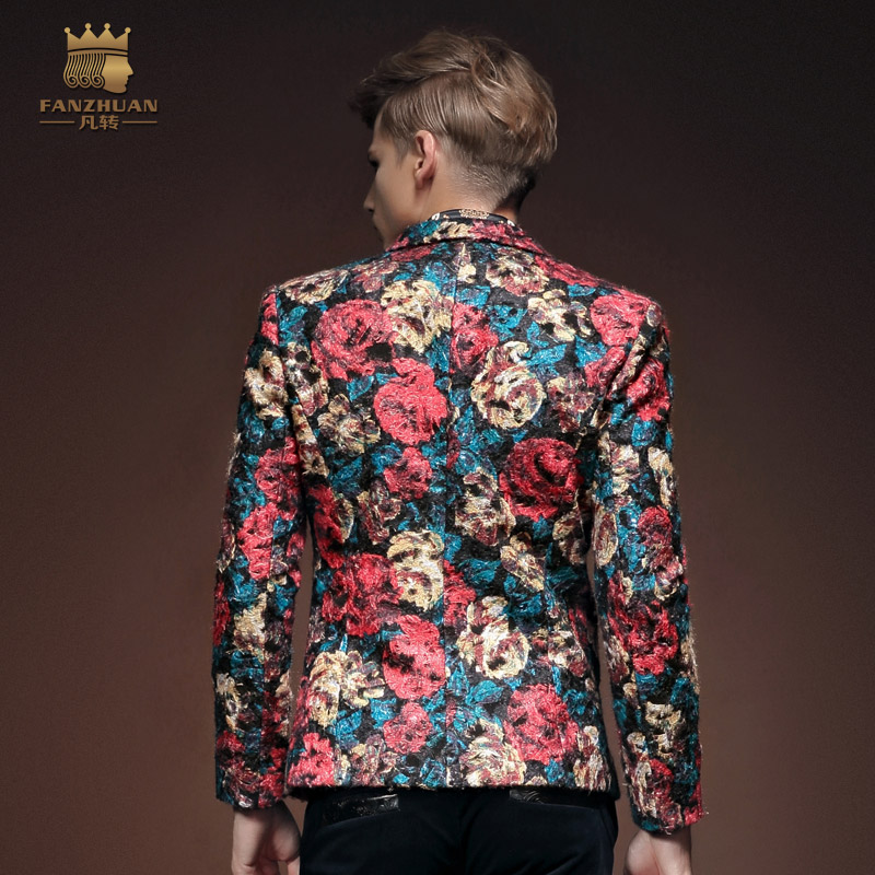 Wholesale- Fanzhuan free shipping new fashion men's male slim 2017 Flower Floral suit jacket 14078 blazer winter autumn plus size promotio