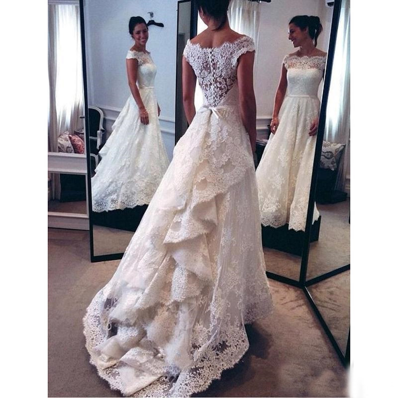 Lace Bateau Neck Capped Sleeves Wedding Dresses 2017 Vintage Front Short Long Back Button Back Illusion Bridal Gowns China Customized, Pink
Lace Bateau Neck Capped Sleeves Wedding Dresses 2017 Vintage Front Short Long Back Button Back Illusion Bridal Gowns China Customized, Pink