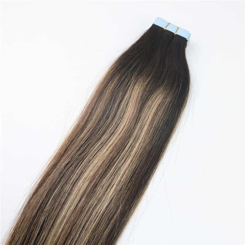 100gram Colored #2#3#27 Blonde Highlight Ombre Hair Balayage Skin Weft Seamless Brazilian Virgin Hair Extensions Tape in Hair Extensions