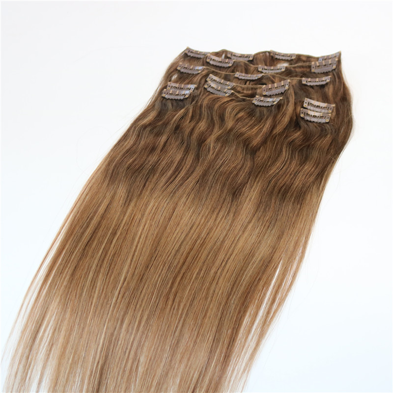 Clip In Human Hair Extensions Brazilian Virgin Hair Three Tone Ombre Dye Color Balayage Blonde Highlights 9pcs 120gram