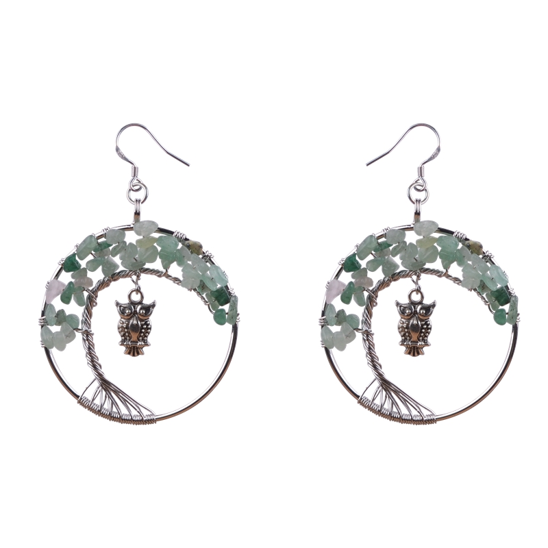 Woman dangle Earrings Exaggerated Style 925 Sterling Silver Jewelry Natural Stone Amethyst Cartoon Classic Life Tree Earring