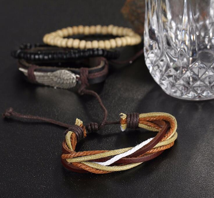 Multilayer bracelet Punk Turkish Wing Bracelets for Women Men Beads Wristband Cuff Leather Bracelet Ethnic Vintage Jewelry Bijouterie