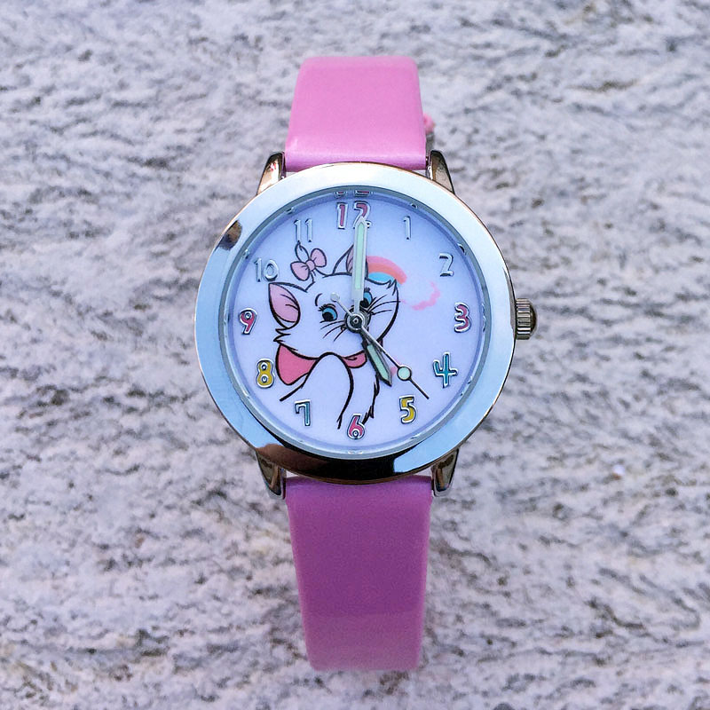 Cartoon Marie Cat style dial children students girl's boy's leather quartz wrist watch 01, Pink
Cartoon Marie Cat style dial children students girl's boy's leather quartz wrist watch 01, Pink