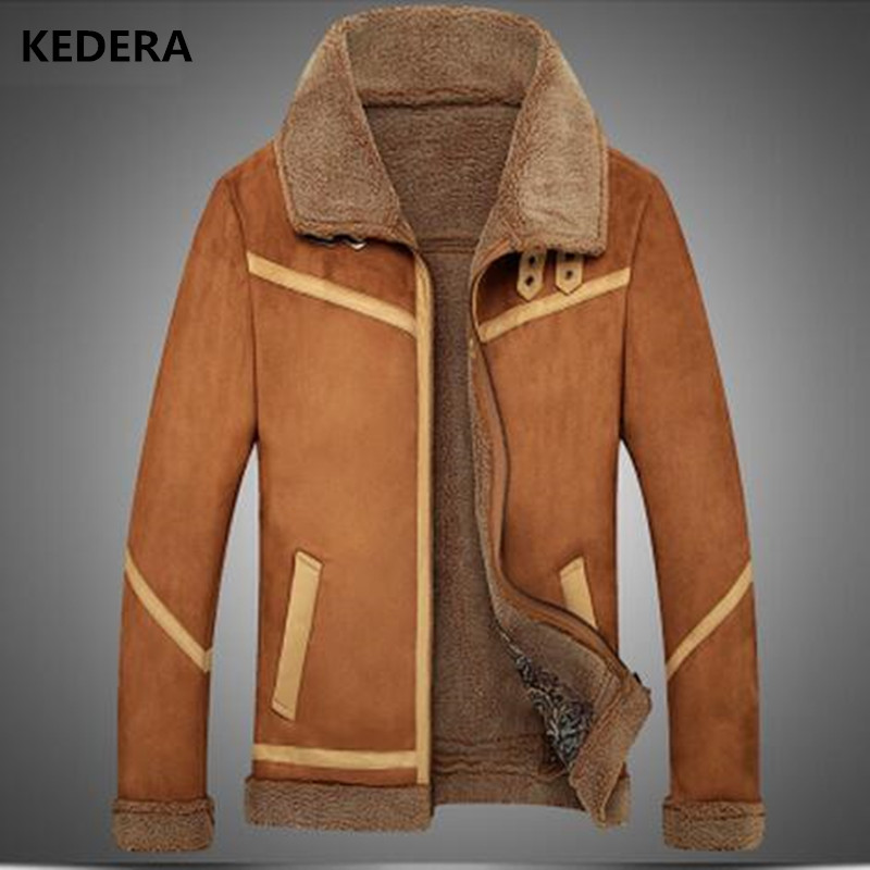 Wholesale- 2016 Men leather winter jacket wool clothing trench style Genuine Leather coat with fur cashmare coat motorcycle jacket