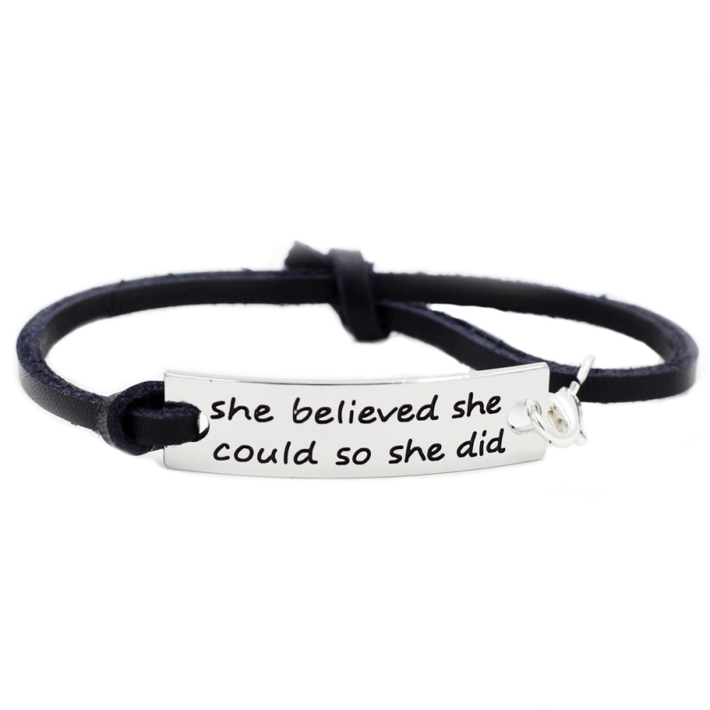 She Believed She Could So She Did Adjustable Leather Inspirational Gifts For Students Girls Women Children Birthdays Encouragement Bracelets, Golden;silver
She Believed She Could So She Did Adjustable Leather Inspirational Gifts For Students Girls Women Children Birthdays Encouragement Bracelets, Golden;silver