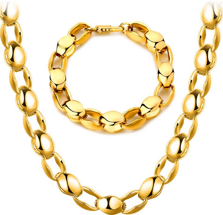 2017 hot sales Mark 18K gold platings Classic crude Necklace Bracelet man woman 8MM Gold bracelet necklace wedding Jewelry Set, Golden
2017 hot sales Mark 18K gold platings Classic crude Necklace Bracelet man woman 8MM Gold bracelet necklace wedding Jewelry Set, Golden