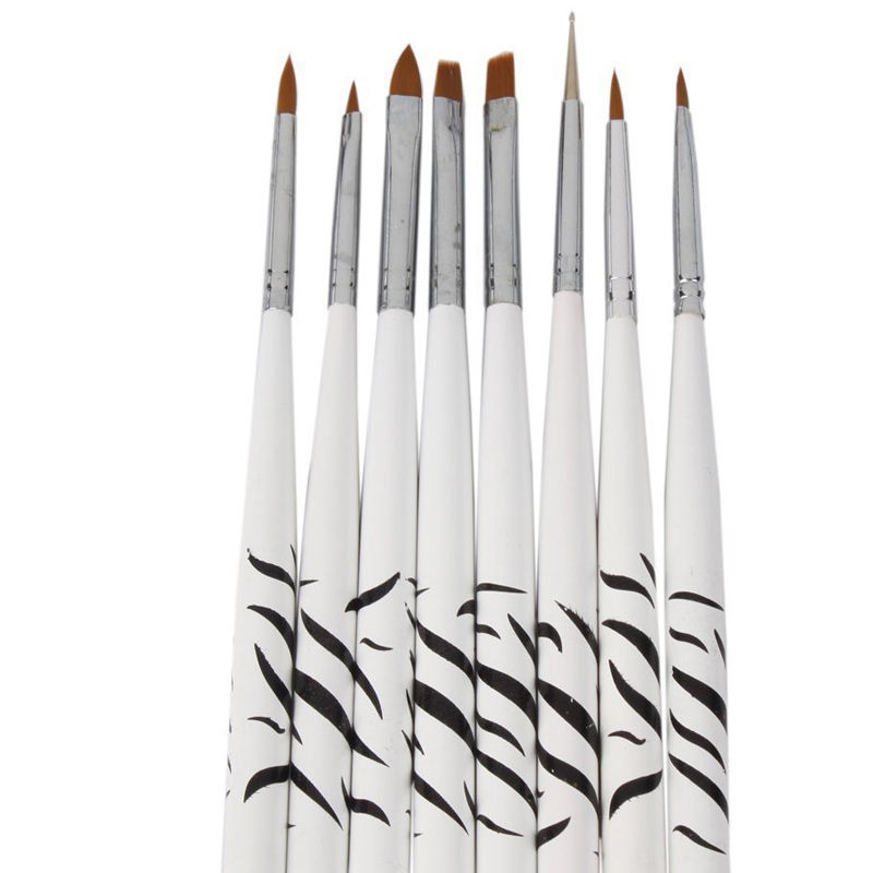 Helpful 8PCS Nail Art Brush Dotting Painting Pen Set Acrylic Drawing Liner Tool #T509
