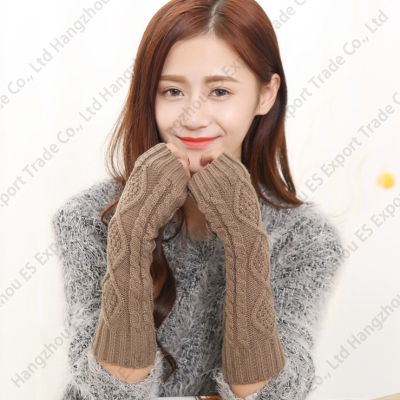 Winter Warm Fashion Knitted Gloves 30cm Long Crochet Fingerless Glove Hand Wrist 7 Colors Wholesale Mittens