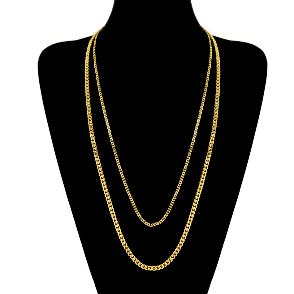 Hip Hop Men Chain Fashion Silver Gold Plated 3mm*20/24inch 5mm*30inch miami cuban link chain Alloy Jewelry Accessories