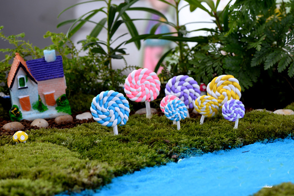 12pcs Rainbow Lollipop wedding home decor miniatures gnome terrarium figurines fairy garden ornaments dollhouse DIY6495709