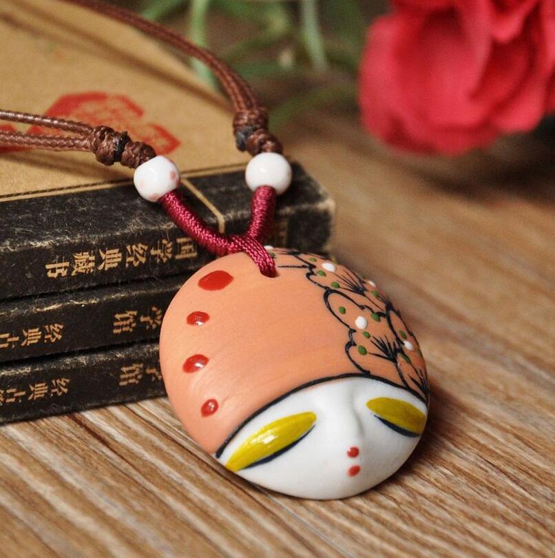 Brand new Ceramic jewelry jewelry baby face necklace pure hand original WFN504 (with chain) mix order 20 pieces a lot