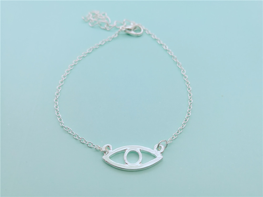 30PCS- B050 Line Turkish Evil Eye Bracelet Pendant Hollow Out Open Devil Eye Bracelet Simple Fortunate Eye Bracelets for Women