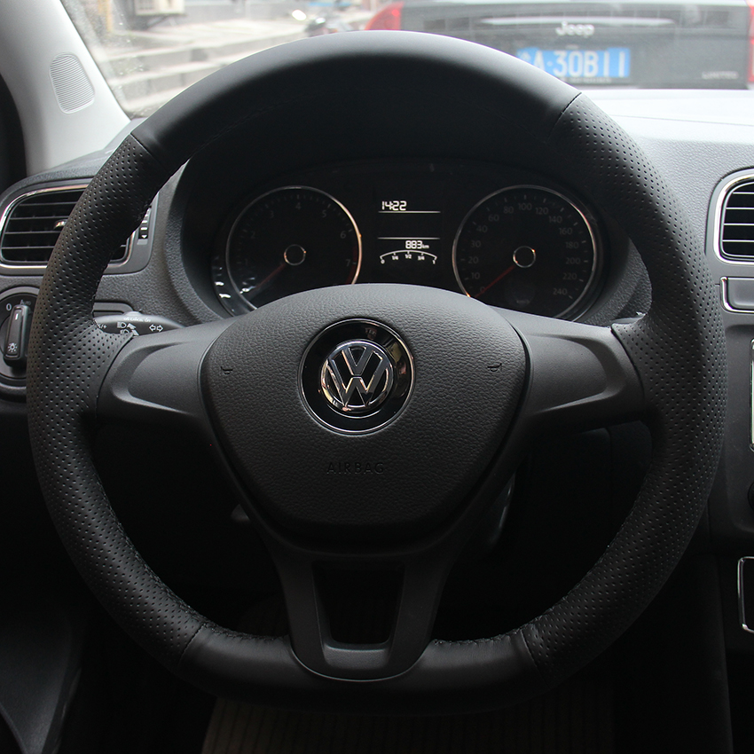 Steering wheel cover Case for Volkswagen VW Passat old Passat B5 B6 Genuine leather DIY Car styling Wheel cover Hand sewing