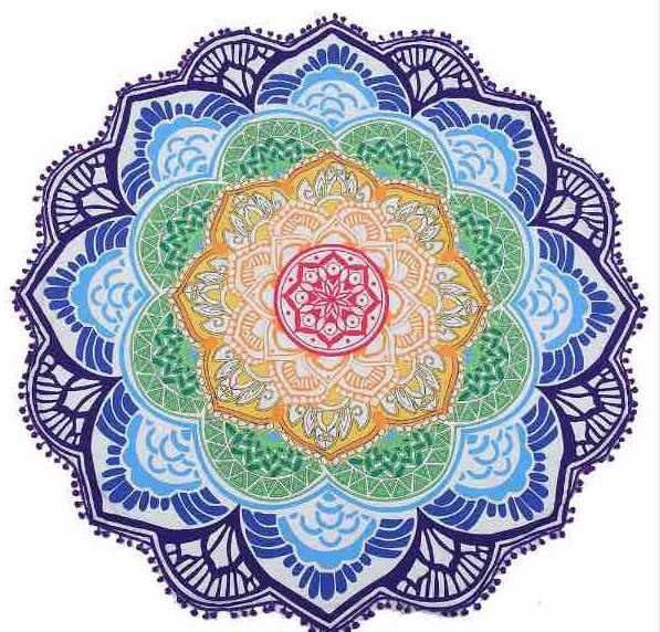 unisex Summer Thin Round Mandala tapestry Hippie Pareo boho Tapestries Wrap shawl Throw Towel blanket Mat Beach Cover Up Scarf G395