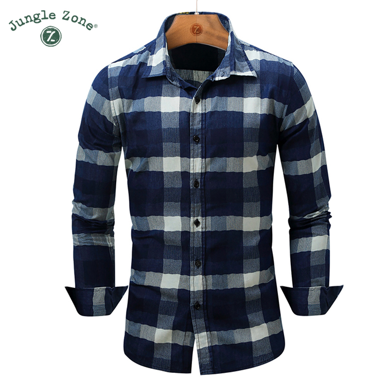 Wholesale- JUNGLE ZONE european size Men's Shirt Fashion Denim Shirts Classic lattice design Long Sleeve Mens Plaid Shirt 2017 NEW FM085, Blue
Wholesale- JUNGLE ZONE european size Men's Shirt Fashion Denim Shirts Classic lattice design Long Sleeve Mens Plaid Shirt 2017 NEW FM085, Blue