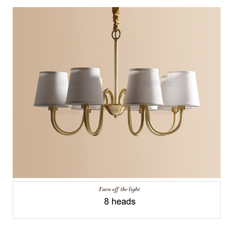 Willlustr copper pendant lamp brass hanging light fabric Chandelier modern suspension lighting american country nordic Europe