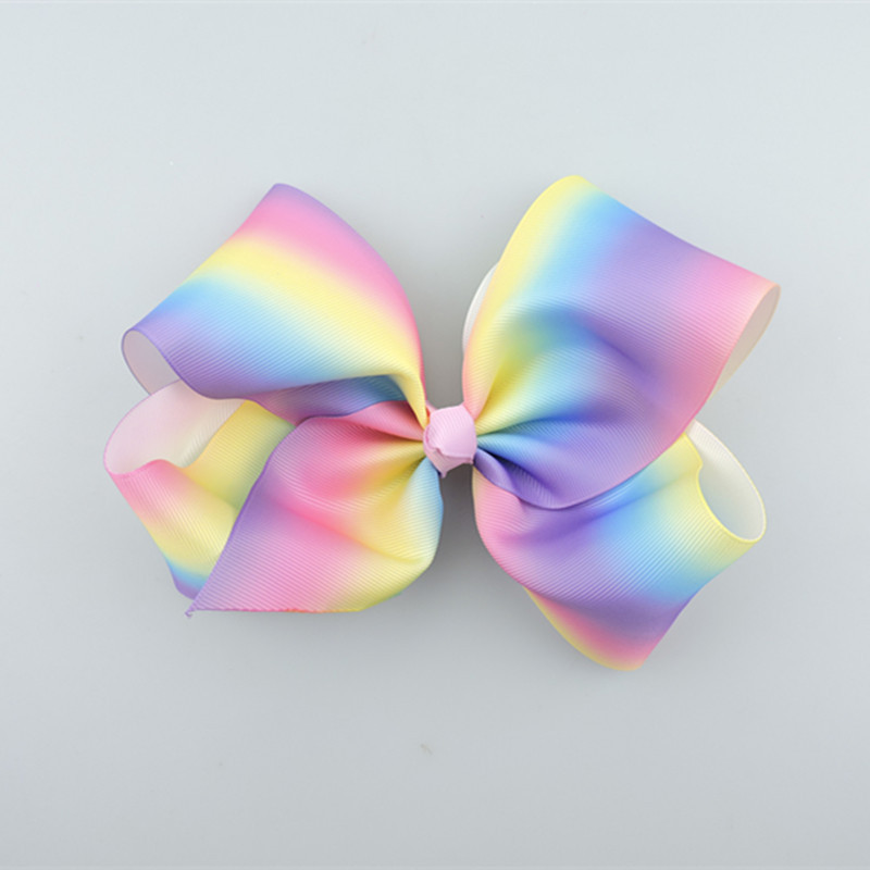 10pcs 18cm jojo Pastel flora ombre ribbon hair bows Alligator clips Rainbow Striped Dance Cheerleader Pageant hair bobbles Accessory HD3476
