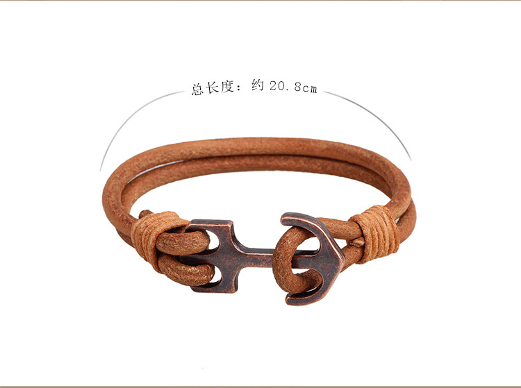 Wholesale-QIHE JEWELRY Black/coffee Color Leather Anchor Charm Bracelet Ship Bracelet Bangle Nautical Jewelry Men's Summmer Fashion