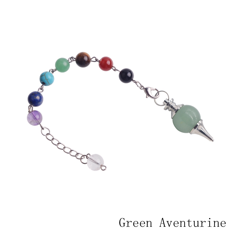 12pc/set 7 Chakra Stone Pendulum Healing Crystal Quartz Pendulum Necklace Spirituality Yoga Jewelery Woman Men gift