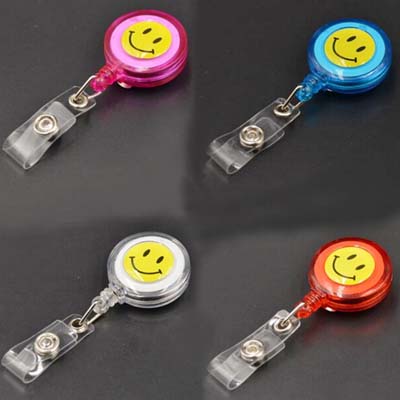 New Fashion 20 Pieces Retractable Reel Lanyard Smiling Face Card Badge Holder School Office Supplies Metal Clip Easy to Use Stationery