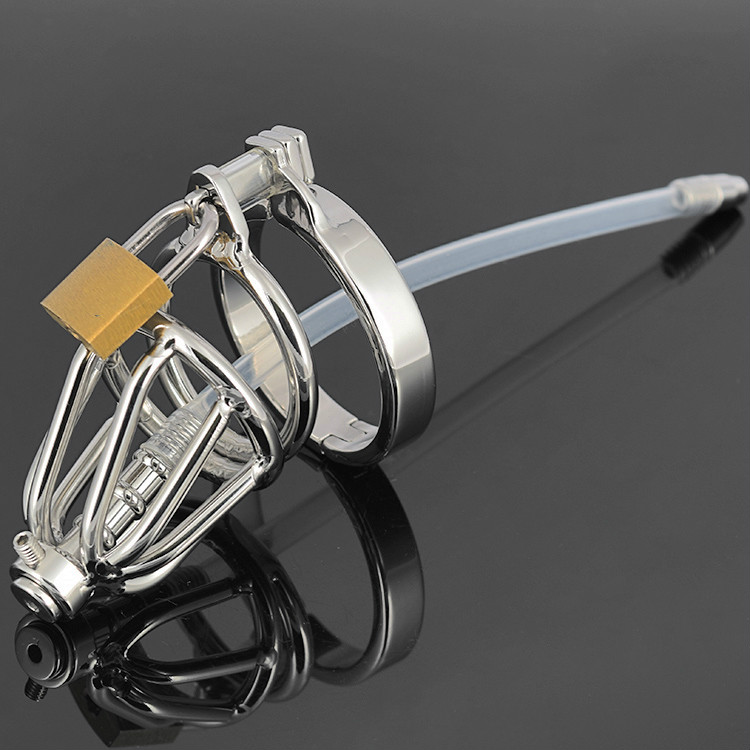 Sex toys,930S Male stainless steel chastity, metal chastity device with silicone catheter, New male chastity devices,2017 adult toys