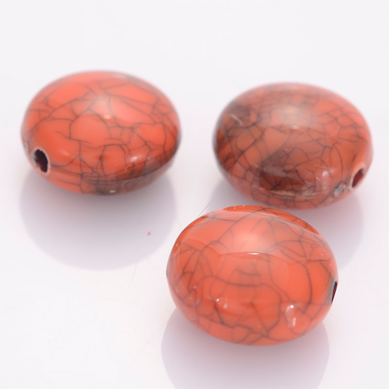 50 Pcs 10x17mm Flat Round Loose Bead Crackle Acrylic Beads Crackled Turquoise Bead For DIY Jewelry Making Accessories