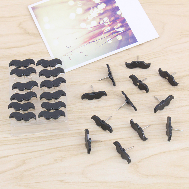 24 pcs/lot Creative beard plastic push Pin Korean Bottled soft wood decorative Mr mustache thumbtack Office Binding Supplies