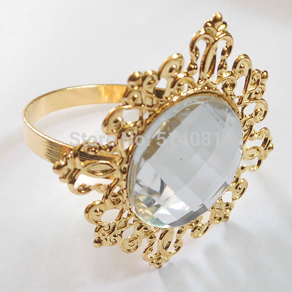 Gold Clear Napkin Ring Luxurious Napkin Rings for Weddings Party Hotel Banquet Dinner Decor Table Decoration